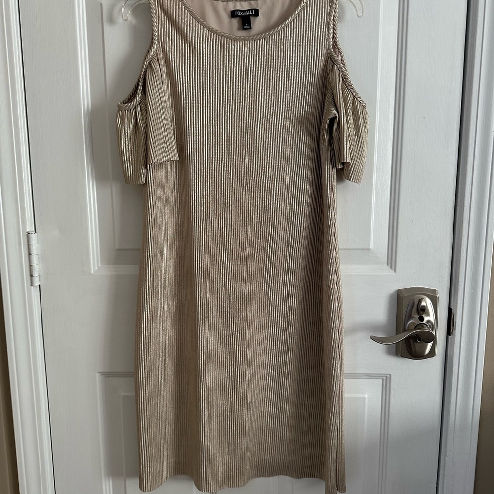 Gold Cold Shoulder Dress